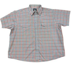 Vintage Wrangler Pearl Snap Western Men's 2XL Short Sleeve Button Down Up Shirt